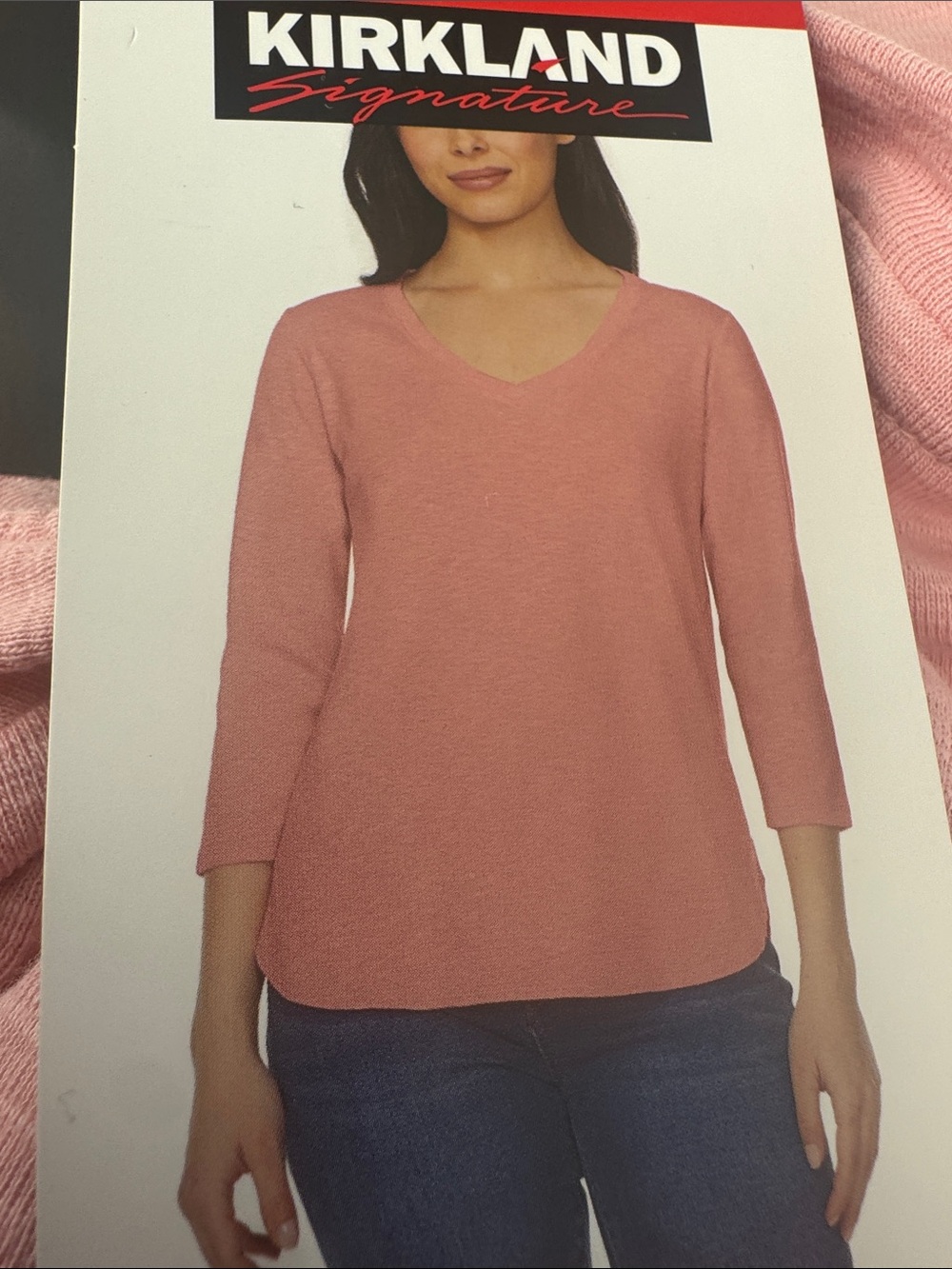 Kirkland Signature Women's Rose Pink V-Neck Sweater